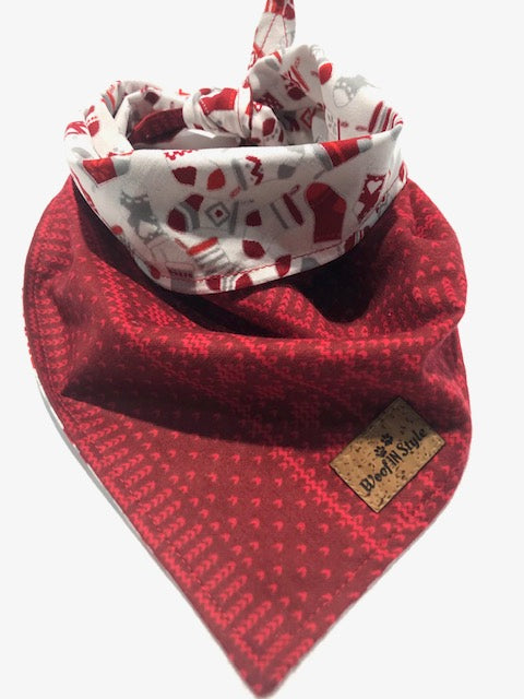 Garnet Holiday Reversible Dog Scarf