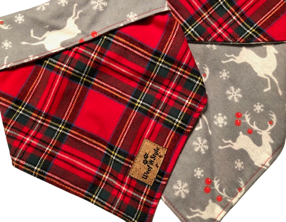 Scarlet Holiday Reversible Dog Scarf